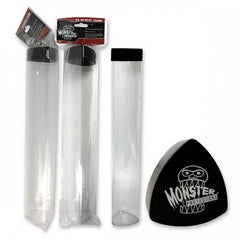 Holds One (1) Playmat
Unique Prism Shape won't roll off playing surface
Triangular tube design allows for easy reach in to get out playmat
Monster Logo on Cap
Durable Construction