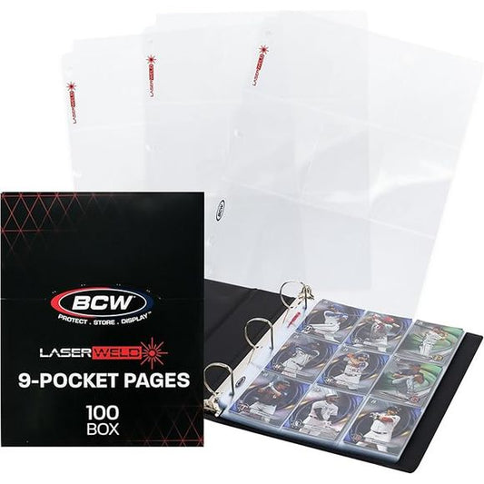 LaserWeld pages are a premium product that are head and shoulders above any other poly pages available on the market today. Use the 9 pocket page to protect, store, and display collectible trading cards like: baseball cards, basketball cards, football cards, Magic the Gathering, Pokemon, and others