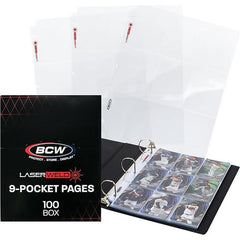 LaserWeld pages are a premium product that are head and shoulders above any other poly pages available on the market today. Use the 9 pocket page to protect, store, and display collectible trading cards like: baseball cards, basketball cards, football cards, Magic the Gathering, Pokemon, and others