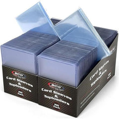 The Combo Pack of 200 BCW Standard Card Top Loaders and Penny Sleeves is a practical solution for collectors, providing both protection and visibility for their card collections. Crafted from acid-free, crystal clear polypropylene, the penny sleeves prevent degradation during long-term storage. The toploaders, made from high-quality, rigid PVC, are recognized in the collectible card industry for their durability and effectiveness as a protective barrier, while also enhancing the display of cards.