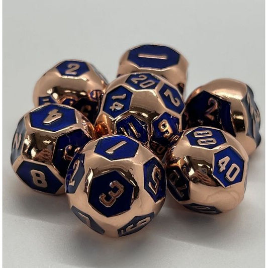 The perfect companion for your gaming needs! These premium die-cast polyhedral dice are exactly what you've been searching for that upcoming game night with the group. Each set weighs roughly 5 ounces and are stored in a quality, brushed metal tin with foam insert. These dice are engraved with crisp, easy-to-read numerals. Many styles and colors are available.

This set includes on of each: d20, d12, d10, d10 (percentile), d8, d6, and a d4 (7 dice in total). All inside the Galactic Toys Dice Tin.