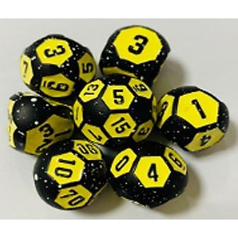 The perfect companion for your gaming needs! These premium die-cast polyhedral dice are exactly what you've been searching for that upcoming game night with the group. Each set weighs roughly 5 ounces and are stored in a quality, brushed metal tin with foam insert. These dice are engraved with crisp, easy-to-read numerals. Many styles and colors are available.

This set includes on of each: d20, d12, d10, d10 (percentile), d8, d6, and a d4 (7 dice in total). All inside the Galactic Toys Dice Tin.