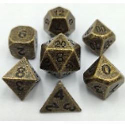 The perfect companion for your gaming needs! These premium die-cast polyhedral dice are exactly what you've been searching for that upcoming game night with the group. Each set weighs roughly 5 ounces and are stored in a quality, brushed metal tin with foam insert. These dice are engraved with crisp, easy-to-read numerals. Many styles and colors are available.

This set includes on of each: d20, d12, d10, d10 (percentile), d8, d6, and a d4 (7 dice in total). All inside the Galactic Toys Dice Tin.