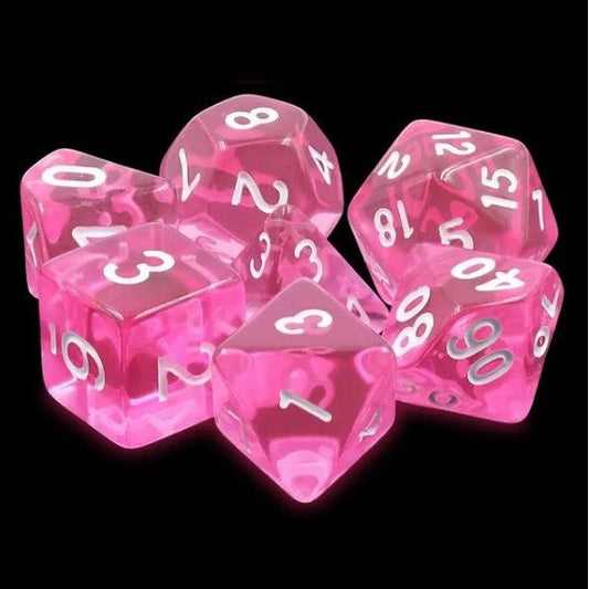 Galactic Dice Acrylic HD Dice Sets - Magenta Gems (Pink & White) Set of 7 Dice | Galactic Toys & Collectibles