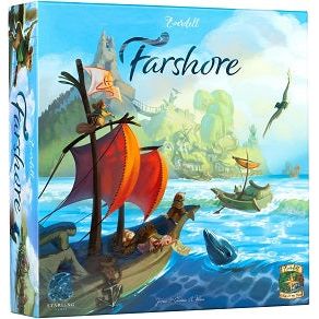 Brave Adventurers Wanted to Explore Lands Unknown!
Farshore will send you on an epic seafaring adventure to explore and build in the rugged country north of Everdell Valley. Study the winds to sail your ship in search of valuable riches, compete for lucrative island locations before high tide rises, and be the first to claim valuable maps that will lead you to troves of treasures.

Components
1 Game Board, 1 Rulebook,1 Lighthouse, 24 Wooden Critters (6 Crabs, 6 Beavers, 6 Puffins,6 Ducks), 155 Cards, 24 Map