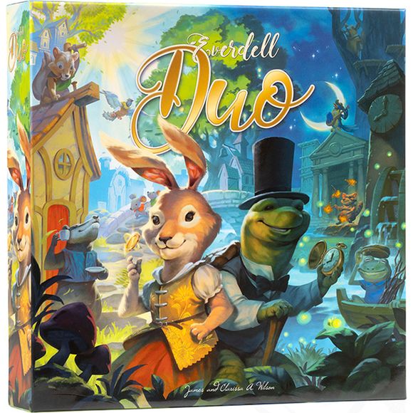 Wisely govern your woodland city to ensure that your critter citizens are joyful, buildings are properly constructed, and plenty of Events are held to celebrate your triumphs! This stand-alone game in the charming world of Everdell is made especially for two players. It offers competitive head-to-head gameplay, and also a robust and exciting cooperative campaign.

Featuring an innovative turn structure, over 75 unique card abilities, and more than 30 different Events to achieve, Everdell Duo is an expansive