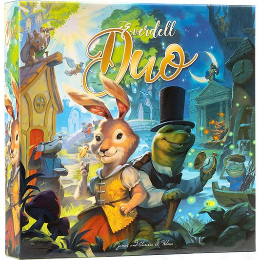 Wisely govern your woodland city to ensure that your critter citizens are joyful, buildings are properly constructed, and plenty of Events are held to celebrate your triumphs! This stand-alone game in the charming world of Everdell is made especially for two players. It offers competitive head-to-head gameplay, and also a robust and exciting cooperative campaign.

Featuring an innovative turn structure, over 75 unique card abilities, and more than 30 different Events to achieve, Everdell Duo is an expansive