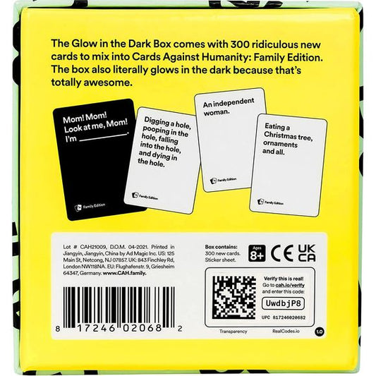 Cards Against Humanity: Family Edition Glow in The Dark Box 300-Card Expansion