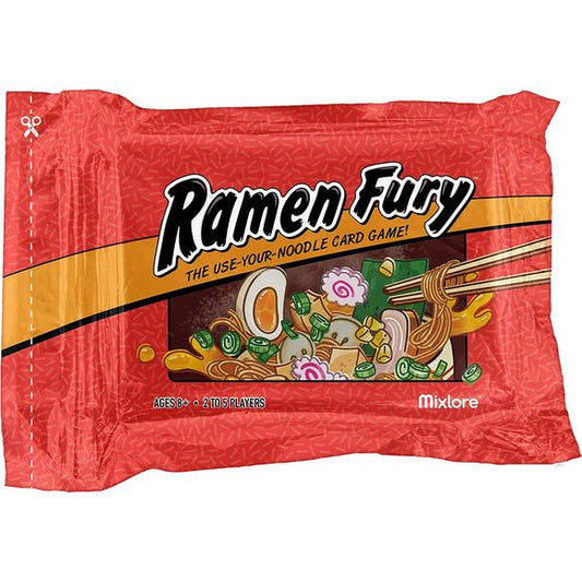The use-your-noodle card game!Rush to prepare and slurp up delicious bowls of ramen filled with tasty ingredients. Collect combos of cards to score for different recipes while adding garnishes to boost your points. At the same time, watch out as other players throw spicy chili peppers your way or swipe foods right from your bowls. It's "take that" fun that will have you calling for takeout!