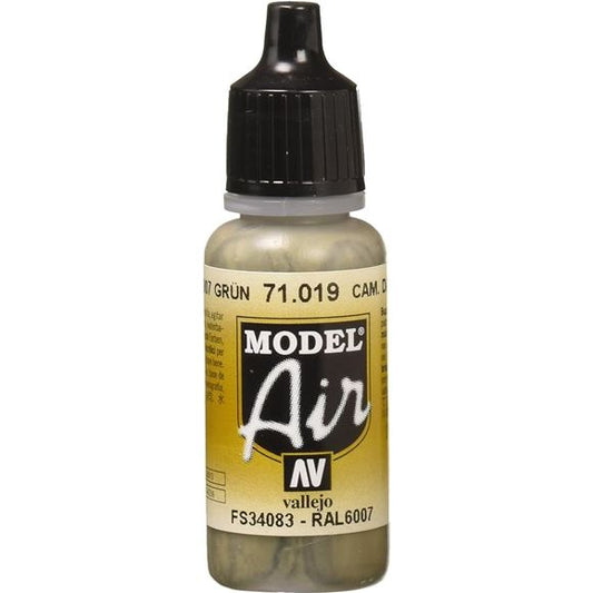 Model Air acrylic colors are developed especially for airbrush techniques, with very finely ground pigments. They contain an acrylic resin with properties of extreme resistance and durability. The adhesion of Model Air to resin models, plastics, steel and white metal is extraordinary.

Model Air colors come in a 17 ml. bottle with dropper.