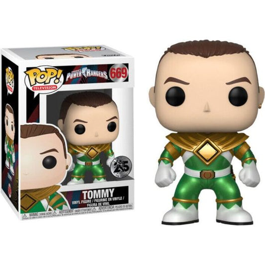 A Galactic Toys Exclusive - Metallic Green Ranger Tommy! From Power Rangers, Green Ranger without his helmet, as a stylized POP vinyl from Funko! Stylized collectable stands 3 3/4 inches tall, perfect for any Power Rangers fan!