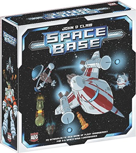 "An intergalactic dice game of fleet management for 2-5 Space Base Commodores. As the commodore of a Space Base, your job is to draft new ships into your fleet to work and patrol the 12 sectors under your watch. Use cargo vessels, mining ships, and deploy carriers to earn profits and expand your influence. Only one Space Base commodore will be promoted to U.E.S. Admiral of the Fleet! Space Base is a dice game where players draft ships into their Space Base. Every turn, no matter whose turn, players harvest