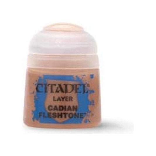 What's included? (1) Citadel Layer Cadian Fleshtone paint pot Specs: Manufacturer: Games Workshop/Citadel Colour Manufacturer Identification Number: 22-36 Condition: New/Sealed Size: 0.4 floz / 12mL Stock photo shown.