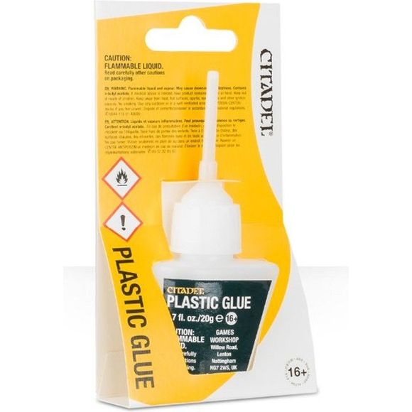 Games Workshop Citadel Plastic Glue Thick - The perfect option for gluing your miniatures and model kits together. Primarily design for use on plastic. This is a flammable liquid and can only ship Ground.