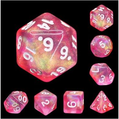 Galactic Dice Acrylic HD Dice Sets - Pink Bunny (Pink, Yellow, & White) Set of 7 Dice | Galactic Toys & Collectibles