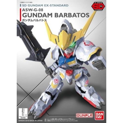 Part of the SD Gundam EX-Standard product line, the Gundam Barbatos has been recreated with an emphasis on articulation and enhanced proportion at an attractive price.  Weapons include mace, long-range cannon, and sword that can be mounted on back.  Runner x 5, instruction manual.