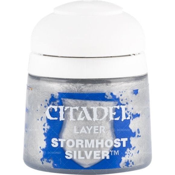 Citadel Layer paints are high quality acrylic paints, and with 70 of them in the Citadel Paint range, you have a huge range of colours and tones to choose from when you paint your miniatures. They are designed to be used straight over Citadel Base paints (and each other) without any mixing. By using several layers you can create a rich, natural finish on your models that looks fantastic on the battlefield. This pot contains 12ml of Stormhost Silver, one of 70 Layer paints in the Citadel Paint range. As with