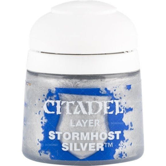 Citadel Layer paints are high quality acrylic paints, and with 70 of them in the Citadel Paint range, you have a huge range of colours and tones to choose from when you paint your miniatures. They are designed to be used straight over Citadel Base paints (and each other) without any mixing. By using several layers you can create a rich, natural finish on your models that looks fantastic on the battlefield. This pot contains 12ml of Stormhost Silver, one of 70 Layer paints in the Citadel Paint range. As with