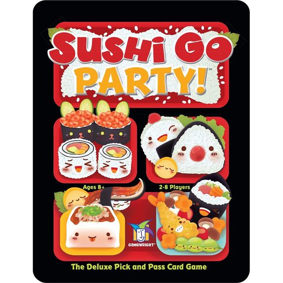 It's a party platter of mega maki, super sashimi, and endless edamame in this expanded version of the best-selling card game. You still earn points by picking winning sushi combos, but now you can customize each game by choosing a la carte from a menu of more than 20 delectable dishes. What's more, up to 8 players can join in on the sushi-feast let the good times roll!.