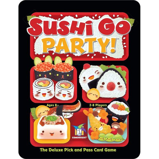 It's a party platter of mega maki, super sashimi, and endless edamame in this expanded version of the best-selling card game. You still earn points by picking winning sushi combos, but now you can customize each game by choosing a la carte from a menu of more than 20 delectable dishes. What's more, up to 8 players can join in on the sushi-feast let the good times roll!.