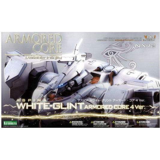 The Aspina White-Glint from "Armored Core 4" returns to Kotobukiya's model-kit lineup! White-Glint sports its massive Laser Cannon and Over Boost on its back, and snaps together without the need for glue or paint. Kotobukiya includes a detailed color guide in case you'd like to paint the kit. This kit can also be combined with Kotobukiya's "Armored Core V.I."-series kits to create your own custom machine!